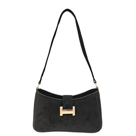 COOLOYA Women's Suede Vintage Shoulder Bags Clutch Textured Purse Bag Retro Solid Underarm Handbags Black One Size