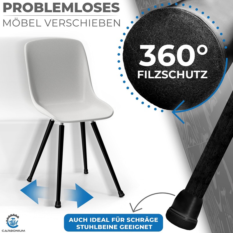 36 Chair Leg Caps with Black Felt - Also Ideal