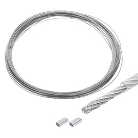 QUARKZMAN 33 ft (10 m) Wire Rope 304 Stainless Steel Cable 1/16 Inch (1.5 mm) Vinyl Coated with 2 Aluminium Sleeves for Hanging, Washing Lines, Lifting, Transparent