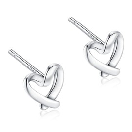 Solid 999 Sterling Silver Love Heart Hoop Earrings, Women Girls Teens Hollow, Tiny Small Cartilage, Post Hypoallergenic Pierced Ear, Fashion Minimalist Jewelry, Christmas Birthday