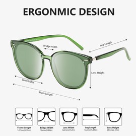 DUCO Retro Round Polarized Sunglasses for Women Men Oversized Vintage Shades W017