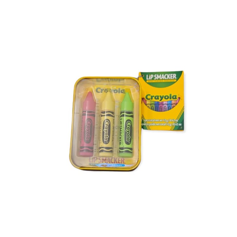 Lip Smacker Crayola Crayon 3-Piece Lip Balm Tin - Moisturizing,