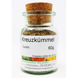 Cumin, cumin whole 60 g in glass spice kontor Munich