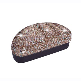 Blueshyhall Sunglasses Case Hard Case Glitter Bling Glasses Case with Diamond Rhinestones Sunglasses Case Organiser Box Sunglasses Case Hard Shell Foldable for Women Men Children Car, gold
