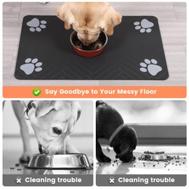 Pet Feeding Mat-Absorbent Pet Placemat for Food and Water Bowl, with Waterproof Rubber Backing, Quick Dry Water Dispenser Mat for Dog and Cat (17"x27", Coffee)