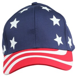 ImpecGear 2 Packs American Flag Patriotic Flag Baseball Cap/Hat in Red, White and Navy Blue Stars and Wavy Stripes (2 Pack for Price of 1) (USA-6)