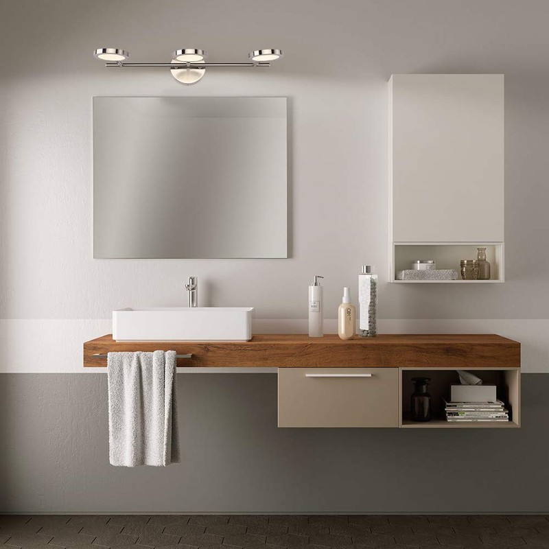 Joossnwell Modern LED Vanity Lights Nickel Finish, 3-Light Bathroom Lighting