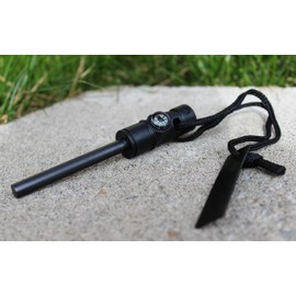 TopVives Survival Fire Starter Tool for Camping or Emergency Kit - Magnesium Firesteel with Compass and Whistle