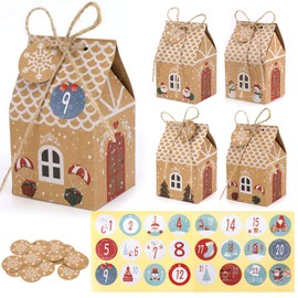 HOWAF 24 Advent Calendar for Filling Crafts, DIY Advent Calendar Boxes Set, 24 Paper Dragon Christmas Calendar Gift Box with 24 Number Stickers, Rope, Kraft Paper Labels Tags