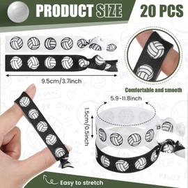 Hanaive 20 Pcs Volleyball Hair Ties Hair Accessories Ponytail Holders Bracelets No Crease Ribbon Volleyball Gifts for Team Girls Women Player(Black, White)