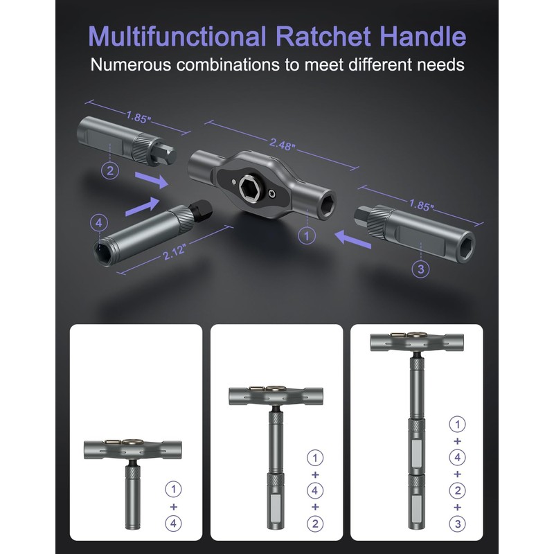JXTZ 24-in-1 Magnetic Ratchet Screwdriver Set, Multi-Bit Precision Repair Tool