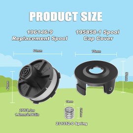 RISELION Rasentrimmer Spule 195858-1/196146-9 Kompatibel mit Makita Akkusense 18V DUR181/RF/Z Rasentrimmer (4 Trimmer Spule + 1 Trimmerabdeckung + 1 Feder)