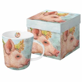 Paperproducts Design Decorative Bone China Mug Gift Box Set - Tabletop Kitchen Décor for Beverages, Hot, Cold Drinks, Tea – Artistic Designs, Decorated Mugs – 13.5 Ounces, Vicki Sawyer Blossom Design