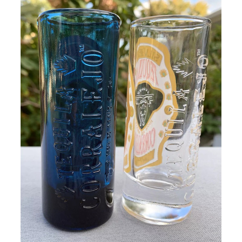 2 New Corralejo Tequila Tall Shot Glasses 3 oz Silver