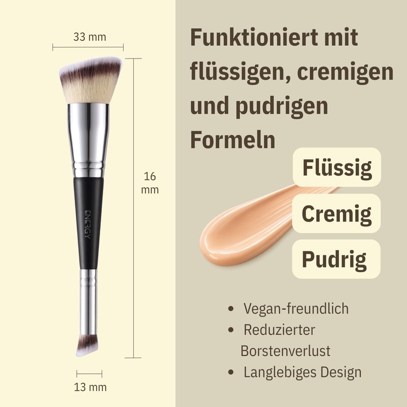 ENERGY Double Sided Foundation & Concealer Brush - 2-in-1 Angled