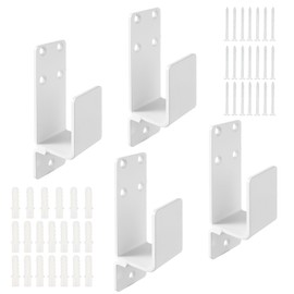 Mixiflor 2x4 Door Barricade Brackets, 4 Pack Drop Open Bar Holder U Brackets, Carbon Steel Door Barricade Security Bar for Home Defense, Bar Brackets Prevent Unauthorized Entry, White