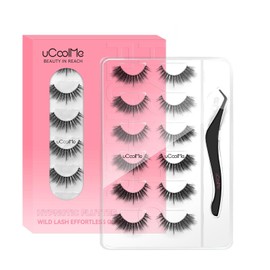 uCoolMe Lashes Lash Clusters Natural Look False Eyelashes Strip Lashes 6 Pairs Can Be DIY-Cut into Lash Clusters CC Curl - WideSpan Spiky Lashes Ultra-Thin Black Cotton Band(Muse)