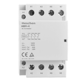 Heschen Household AC Contactor, HSR1-40, Ie 40A, 4 Pole, Four Normally Closed, AC 220V/240V Coil Voltage, 35mm DIN Rail Mount