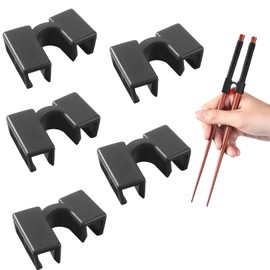 Pack of 5 Black Chopsticks Aid, PE Plastic Chopsticks Helper, Reusable Chopsticks Helper, Chopsticks Use Trainer for Adults and Children for Learning and Training
