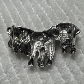Silver Metal Alloy Triple Elephant Pendant Slide Charm