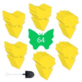 LFSYS 64 Pcs Sticky Traps for gnat, Yellow Stick Traps for Plants, Fungas gnat Traps Double Side with Shovel, indoor safe for Gnat, Fruit Fly, White Fly, Aphid, Leaf Miner