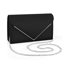 ERKOON Clutch for Wedding, Clutches, Evening Bag, Clutch Bag, Formal Party Handbag for Wedding, Party, Cocktail, Prom, Shoulder Bag, Faux Suede with Removable Chain, black