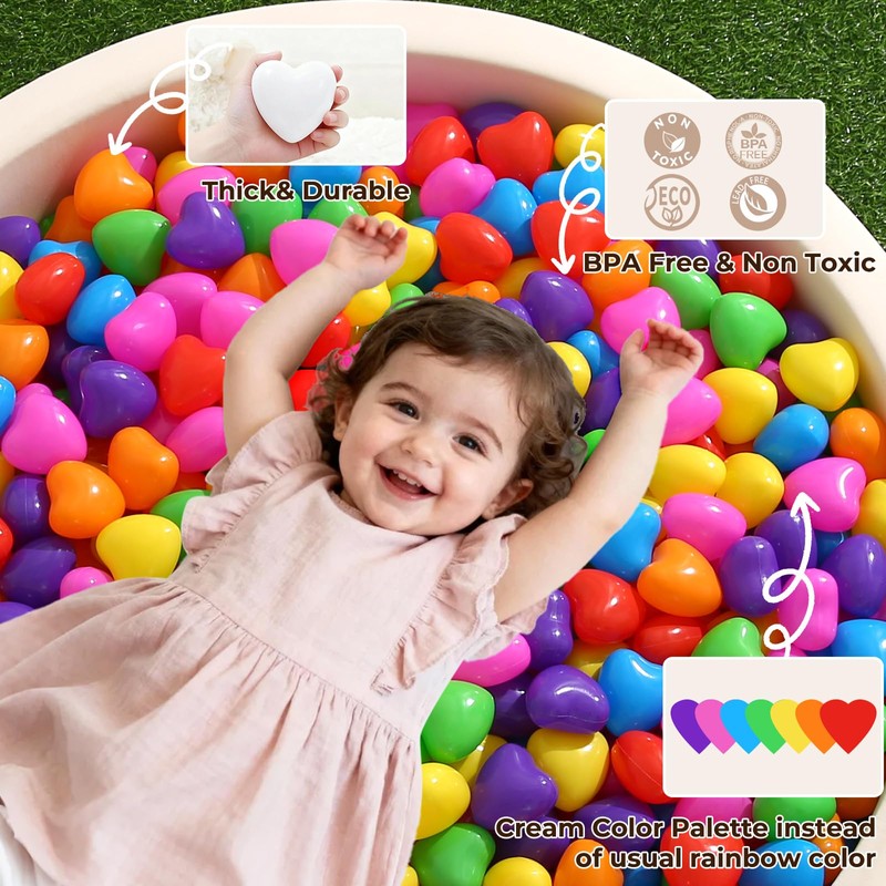 TRENDPLAY Heart Ball Pit Balls Shape - Non-Toxic Plastic Ball