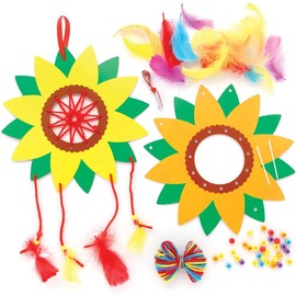 Baker Ross Sunflower Dream Catcher Kits 4 Pack DIY Dream Catcher Craft Kit for Kids to Decorate and Display FE197