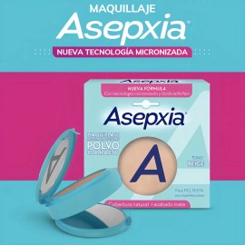 Polvo Compacto Asepxia Beige Claro con FPS 20, Maquillaje Anti Imperfecciones para Piel Mixta