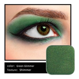 Magnetic Single-Color Metallic Flash Eyeshadow with Pan, Spring and Summer Green Eyeshadow Refill Pan, DIY Empty Magnetic Palette Color Eyeshadow (Green Glimmer)