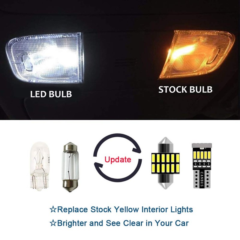 Interior LED Lights Kit Super Bright White LED Replacement Bulbs