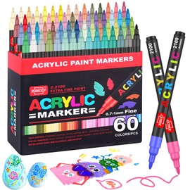 60 Colors Acrylic Paint Markers and ACRYLIAC PAINT PENS for Rock, Wood, Fabric, Glass, Canvas – Paint Marker and paint pens, acrylic Markers for Coloring Books & DIY Crafts