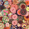 Pack of 100 Retro Buttons, 20 mm Colourful Resin Craft