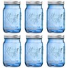 WELLIFE Blue Mason Jars 32 oz, 6 Pack wide mouth