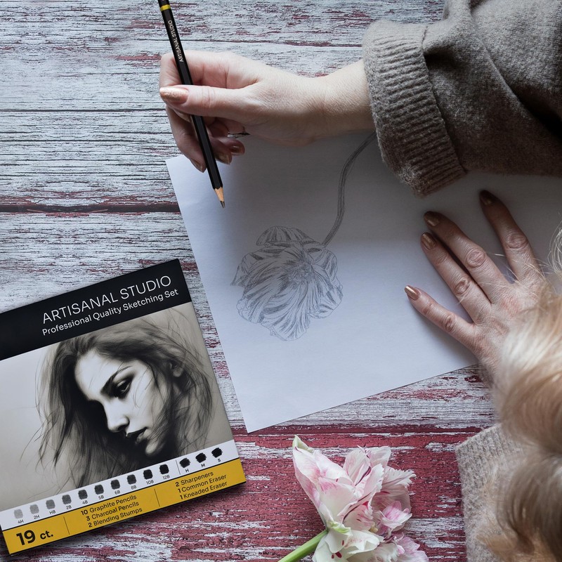 ARTISANAL STUDIO Drawing Pencils, (12B to 4H) 10 Graphite Sketching