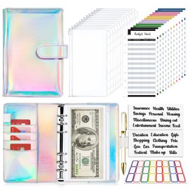 Onlyesh Budget Binder, Budget Binder with Zipper Envelopes, Cash Envelopes for Budgeting, Money Organizer for Cash, 28Pcs Budget Binder with Cash Envelopes(Silver)