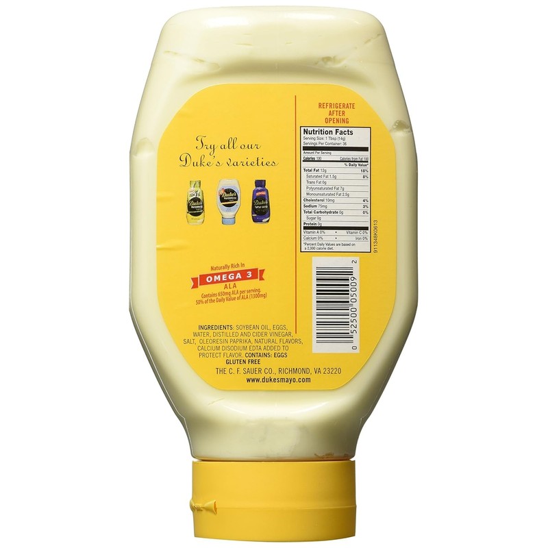 Duke's Real Mayonnaise, 18 oz (Pack of 2)