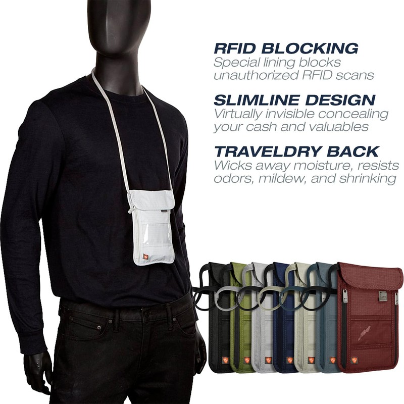Lewis N. Clark Men's RFID Blocking Stash Wallet, Travel Neck