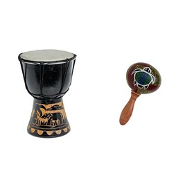 20 cm Djembe Drum Bongo Elephant Kids Children Black with Turtle Rattle R1