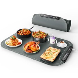 Food Warming Mat, Voriah Electric Warming Tray, Silicone Warming Mat for Food, Heating Mat for Food with 8 Adjustable Temperature 8 Hours Timing, Versatile Food Warmers for Parties Buffets