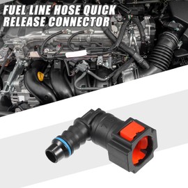 A ABSOPRO Car Fuel Line Hose Quick Release Connector 90 Degree 5/16" 7.89mm SAE to 5/16" 8mm Disconnect Hose Plastic Red (Set of 2)