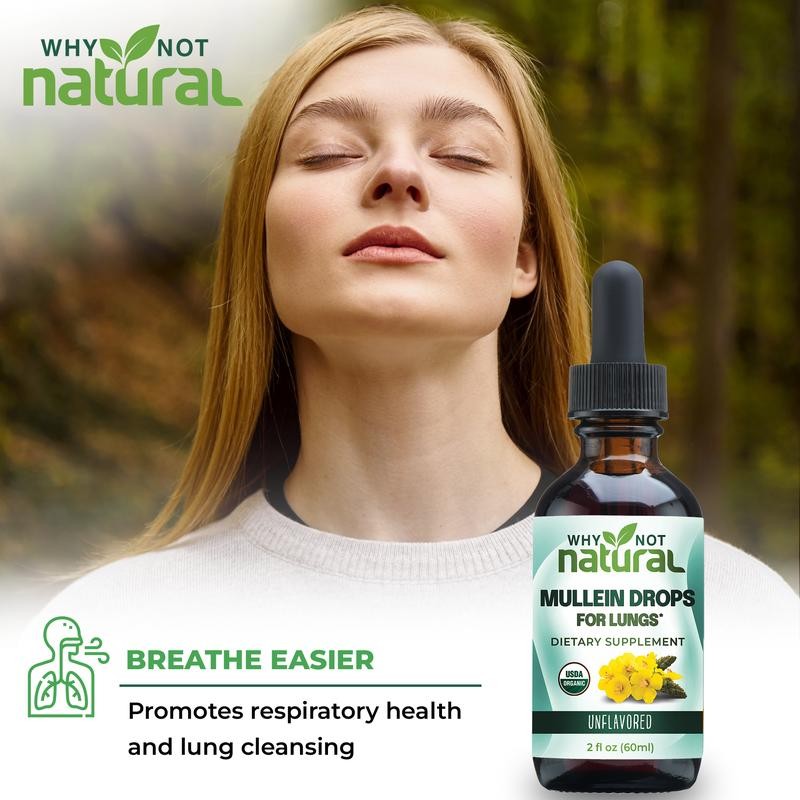Why Not Natural Organic Mullein Drops for Lungs, USDA Organic,
