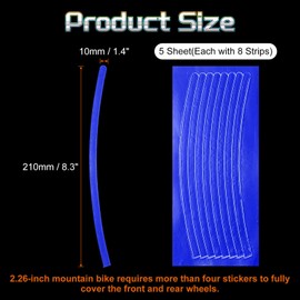 HARFINGTON 40pcs Reflective Wheel Strips 0.4"x8.3" Night Reflective Safety Stripe Decals Outdoor Bicycle Adhesive Reflector Stickers for Vehicles Trailers Trucks Bike Cars Signs, Blue