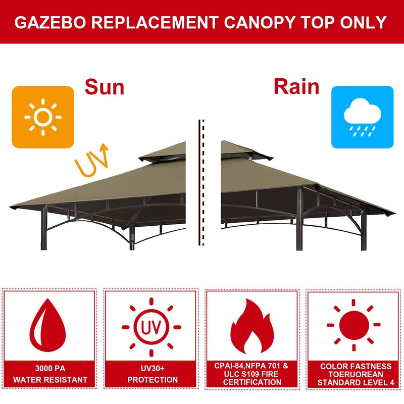 Eurmax USA High Performance Grill Gazebo Canopy Replacement Cover 5x8