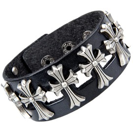 Unbranded Mens Punk Metal Buckle Spike Studded Wristband Biker Wide Leather Cuff Bracelet