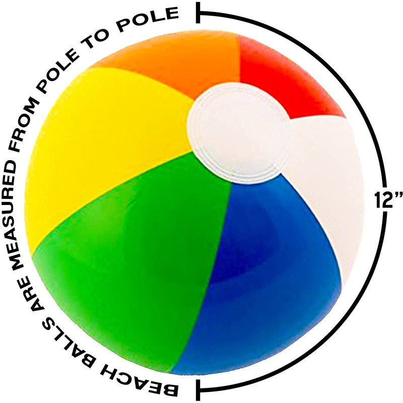 12" Rainbow Colored Party Pack Inflatable Beach Balls - Beach