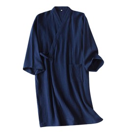 SIQITECHNO Men Kimono Robe Cotton Yukata Spa Sauna Bathrobe Sleepwear Japanese Kimono for Women Loungewear Nightgown Dressing Gown