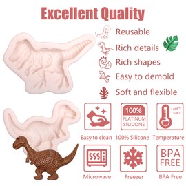 Dinosaur Silicone Fondant Molds 4 Pcs, Tropical Leaves Monstera Leafage Chocolate Mold forCake Decoration Candy Cupcake Topper Chocolate Baking Summer Party Polymer Clay Crafts