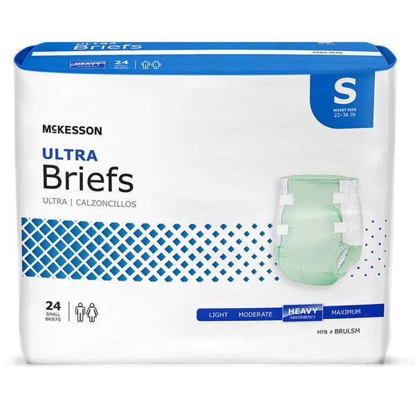 McKesson Ultra Adult Incontinence Briefs, Disposable, Unisex, Small, 24 Count, 4 Packs, 96 Total