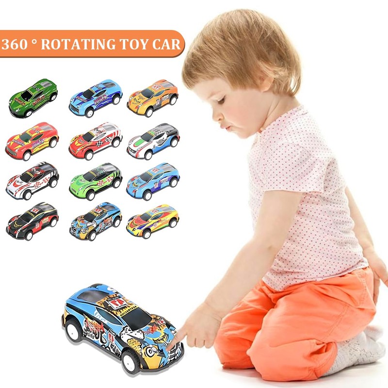 NHPY Pack of 12 Toy Cars, Stunt 360° Rotating Toy